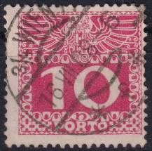 1908, Rakousko (Císařství 1867-1918), DL038x, Doplatní: Velká číslice, dvouhlavý orel ⊙