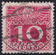 1908, Rakousko (Císařství 1867-1918), DL038x, Doplatní: Velká číslice, dvouhlavý orel ⊙