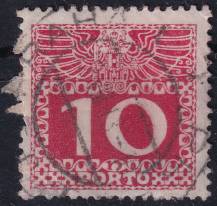 1908, Rakousko (Císařství 1867-1918), DL038x, Doplatní: Velká číslice, dvouhlavý orel ⊙