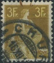 1908, Švýcarsko, 0110, Výplatní známka: Sedící Helvetia ⊙