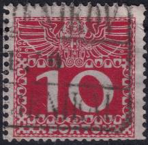 1909, Rakousko (Císařství 1867-1918), DL038y, Doplatní: Velká číslice, dvouhlavý orel ⊙