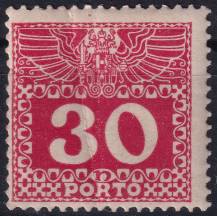 1910/1913, Rakousko (Císařství 1867-1918), DL042z, Doplatní: Velká číslice, dvouhlavý orel ✶