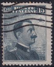 1911, Itálie, 0104VV, Výplatní známka: Král Viktor Emanuel III. ⊙