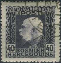 1912, Bosna a Hercegovina, 075, Výplatní známka: Císař František Josef I. ⊙