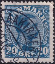 1913, Dánsko, 0070, Výplatní známka: Král Kristián X. ⊙