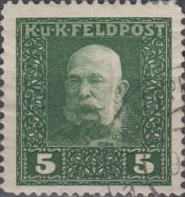 1915/1917, Rakousko (Polní pošta), 25A, Výplatní známka: František Josef ⊙