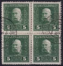 1915/1917, Rakousko-uherská polní pošta (Všeobecné vydání), 25A, Výplatní známka: Císař František Josef I. ⊙ ⊞