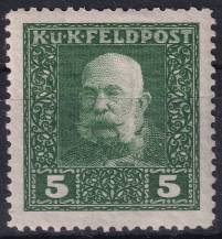 1915/1917, Rakousko-uherská polní pošta (Všeobecné vydání), 25A, Výplatní známka: Císař František Josef I. ✶