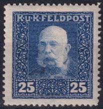 1915/1917, Rakousko-uherská polní pošta (Všeobecné vydání), 33A, Výplatní známka: Císař František Josef I. ✶