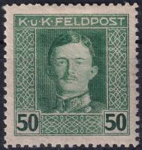 1917/1918, Rakousko-uherská polní pošta (Všeobecné vydání), 65A, Výplatní známka: Císař Karel I. ✶