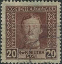 1917, Bosna a Hercegovina, 130A, Výplatní známka: Císař Karel I. ⊙