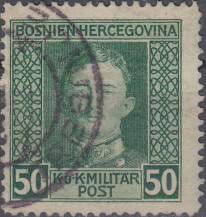 1917, Bosna a Hercegovina, 134, Výplatní známka: Císař Karel I. ⊙