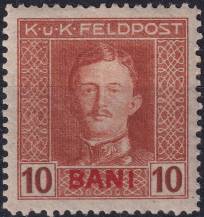 1917, Rakousko-uherská polní pošta (vydání pro Rumunsko), 04A, Výplatní známka: Císař Karel I. ✶