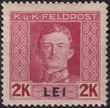 1917, Rakousko-uherská polní pošta (vydání pro Rumunsko), 15A, Výplatní známka: Císař Karel I. ✶