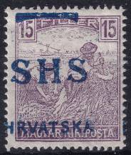 1918, Jugoslávie (vydání pro Chorvatsko), 0071, Známky Maďarska s přetiskem: na kresbě Ženci 1916/18 ✶