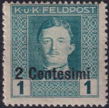 1918, Rakousko-uherská polní pošta (vydání pro Itálii), 01VV, Výplatní známka ✶