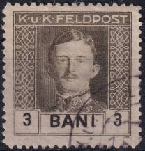 1918, Rakousko-uherská polní pošta (vydání pro Rumunsko), 18, Výplatní známka: Císař Karel I. ⊙