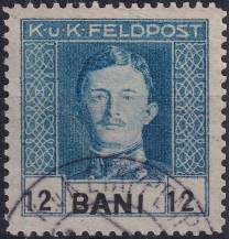 1918, Rakousko-uherská polní pošta (vydání pro Rumunsko), 22, Výplatní známka: Císař Karel I. ⊙