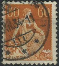 1918, Švýcarsko, 0140, Výplatní známka: Sedící Helvetia ⊙