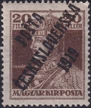 1919, ČSR I, 0120VV, PČ 1919: Výplatní známka z roku 1918 (král Karel IV.) ✶