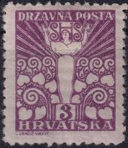 1919, Jugoslávie (vydání pro Chorvatsko), 0089A, Výplatní známka: Anděl míru    ✶