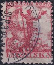 1919, Jugoslávie (vydání pro Chorvatsko), 0091A, Výplatní známka: Námořník s vlajkou a sokolem ⊙