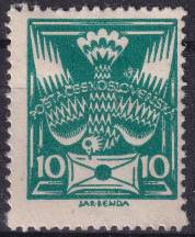 1920, ČSR I, 0145aAVV+PV, Výplatní známka: Holubice ✶