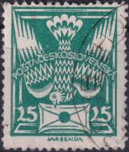 1920, ČSR I, 0149VV, Výplatní známka: Holubice ⊙