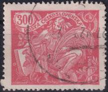 1920, ČSR I, 0166APV, Výplatní známka: Hospodářství a věda (I) ⊙