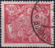 1920, ČSR I, 0166B, Výplatní známka: Hospodářství a věda (I) ⊙