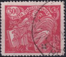 1920, ČSR I, 0166B, Výplatní známka: Hospodářství a věda (I) ⊙