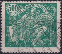 1920, ČSR I, 0168A, Výplatní známka: Hospodářství a věda (I) ⊙