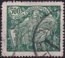 1920, ČSR I, 0168A, Výplatní známka: Hospodářství a věda (I) ⊙