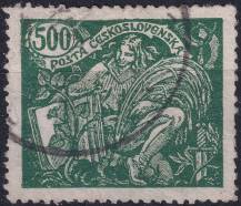 1920, ČSR I, 0168A, Výplatní známka: Hospodářství a věda (I) ⊙