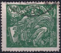 1920, ČSR I, 0168B, Výplatní známka: Hospodářství a věda (I) ⊙