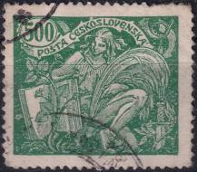 1920, ČSR I, 0168B, Výplatní známka: Hospodářství a věda (I) ⊙