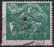 1920, ČSR I, 0168B, Výplatní známka: Hospodářství a věda (I) ⊙