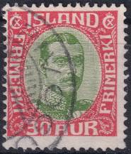 1920, Island, 0093, Výplatní známka: Král Kristián X. ⊙