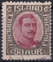 1920, Island, 0095, Výplatní známka: Král Kristián X. ⊙
