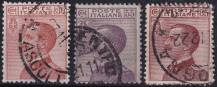 1920, Itálie, 0133/0135, Výplatní známky: Král Viktor Emanuel III. ⊙