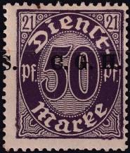 1920, Německá plebiscitní území (Horní Slezsko), SL06IIIVV, Služební známka Německé říše ✶