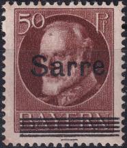 1920, Německá plebiscitní území (Sársko), 025PV, Výplatní známka pro dřívější bavorskou část sárského území: Dílčí část známek Bavorska ✶