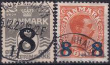 1921/1922, Dánsko, 0129/0130, Výplatní známky: Vlnky, s 18 srdíčky; Král Kristián X. ⊙