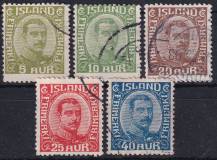 1921/1922, Island, 0099/0103, Výplatní známka: Král Kristián X. ⊙