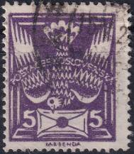 1921, ČSR I, 0144AVV, Výplatní známka: Holubice ⊙