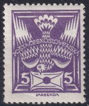 1921, ČSR I, 0144AVV, Výplatní známka: Holubice ✶