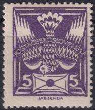 1921, ČSR I, 0144AVV, Výplatní známka: Holubice ✶
