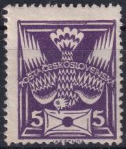 1921, ČSR I, 0144AVV, Výplatní známka: Holubice ✶