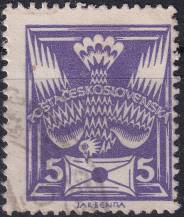 1921, ČSR I, 0144AVV, Výplatní známka: Holubice ⊙