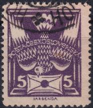 1921, ČSR I, 0144B, Výplatní známka: Holubice ⊙
